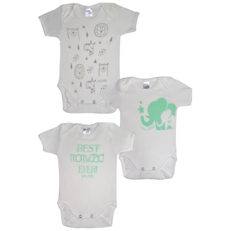 Κορμάκια Pretty baby® Λευκό 6-18 μηνών, σετ των 3