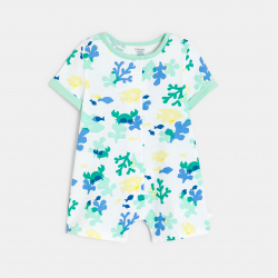 Obaibi Combi courte coton doux imprimee bleu bebe garcon