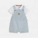 Obaibi Salopette courte rayee et body beige naissance garcon