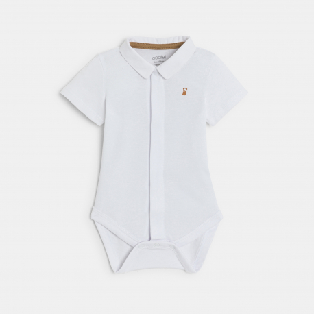 Obaibi Salopette courte rayee et body beige naissance garcon