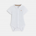 Obaibi Salopette courte rayee et body beige naissance garcon