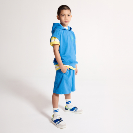 Okaidi Bermuda sportswear en jersey bleu Garcon