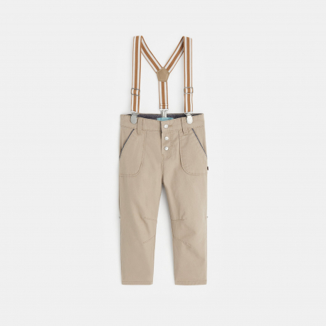 Obaibi Obaibi Pantalon modulable a bretelles beige bebe garcon