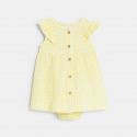 Obaibi Robe seersucker vichy jaune bebe fille