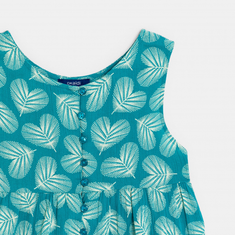 Okaidi Girl&#039;s blue printed motif playsuit