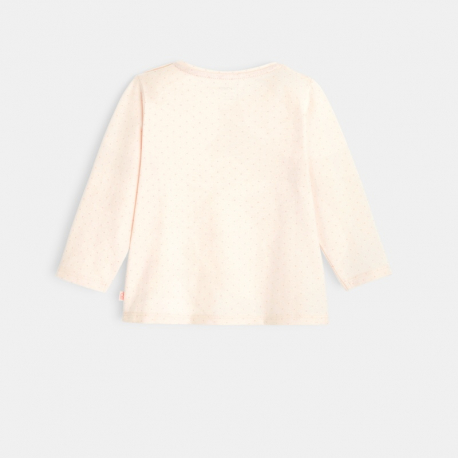 Obaibi T-shirt coton bio imprime pois moutons rose bebe fille