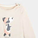 Obaibi T-shirt coton bio imprime pois moutons rose bebe fille