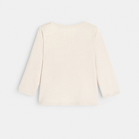 Obaibi T-shirt coton bio imprime pois moutons rose bebe fille