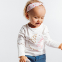 Obaibi T-shirt coton bio imprime pois moutons rose bebe fille