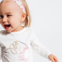 Obaibi T-shirt coton bio imprime pois moutons rose bebe fille