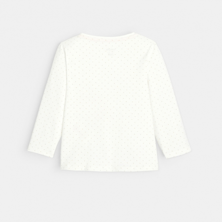 Obaibi T-shirt coton bio imprime pois moutons rose bebe fille
