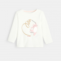 Obaibi T-shirt coton bio imprime pois moutons rose bebe fille