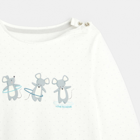 Obaibi T-shirt coton bio imprime pois moutons rose bebe fille