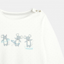 Obaibi T-shirt coton bio imprime pois moutons rose bebe fille
