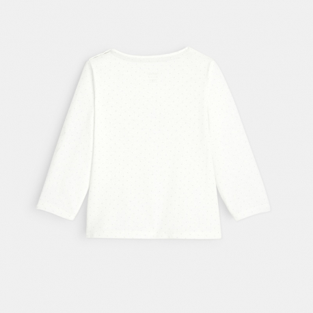 Obaibi T-shirt coton bio imprime pois moutons rose bebe fille