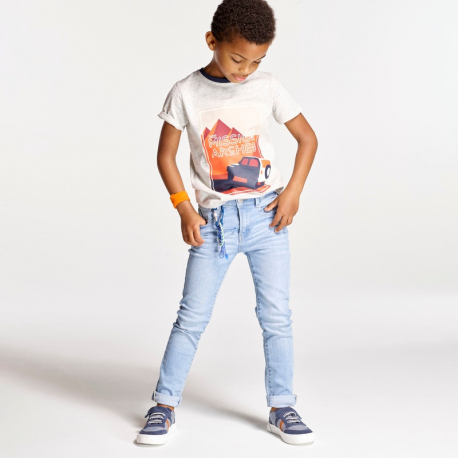 Okaidi T-shirt jersey flamme archeologue orange garcon