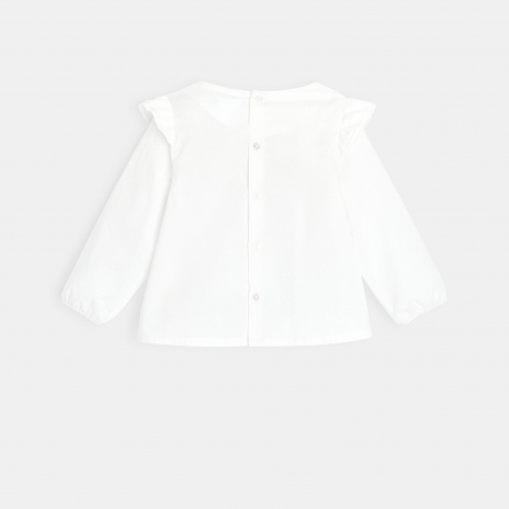 Obaibi Blouse popeline de coton brodee blanche bebe fille