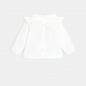 Obaibi Blouse popeline de coton brodee blanche bebe fille