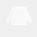 Obaibi Blouse popeline de coton brodee blanche bebe fille