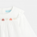 Obaibi Blouse popeline de coton brodee blanche bebe fille