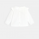 Obaibi Blouse popeline de coton brodee blanche bebe fille