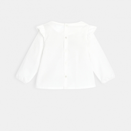 Obaibi Blouse popeline de coton brodee blanche bebe fille