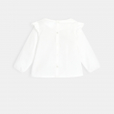 Obaibi Blouse popeline de coton brodee blanche bebe fille
