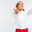 Obaibi Blouse popeline de coton brodee blanche bebe fille