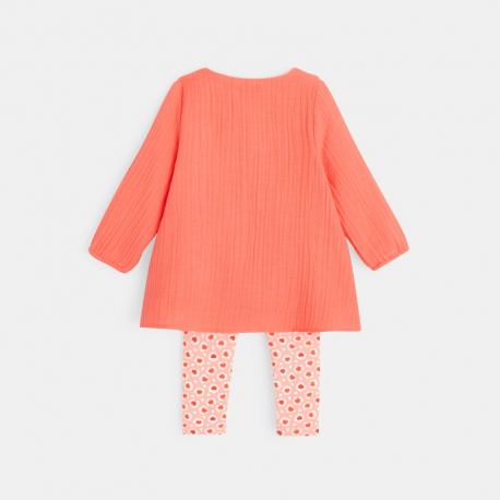 Obaibi Robe tunique et legging imprime orange bebe fille