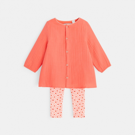 Obaibi Robe tunique et legging imprime orange bebe fille