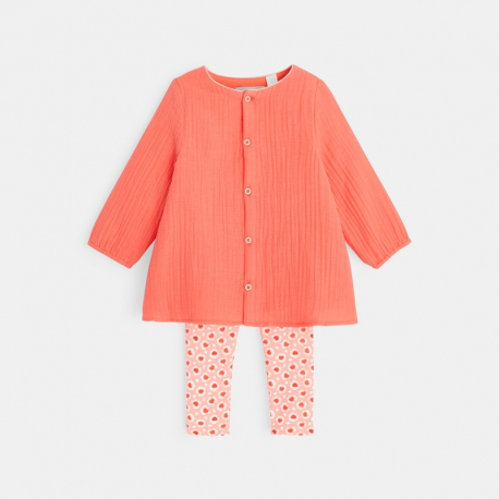 Obaibi Robe tunique et legging imprime orange bebe fille