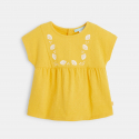 Obaibi T-shirt jersey et plumetis a coquillages brodes jaune bebe fille