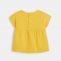 Obaibi T-shirt jersey et plumetis a coquillages brodes jaune bebe fille