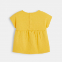 Obaibi T-shirt jersey et plumetis a coquillages brodes jaune bebe fille
