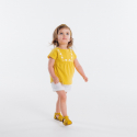 Obaibi T-shirt jersey et plumetis a coquillages brodes jaune bebe fille