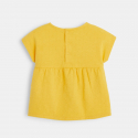 Obaibi T-shirt jersey et plumetis a coquillages brodes jaune bebe fille