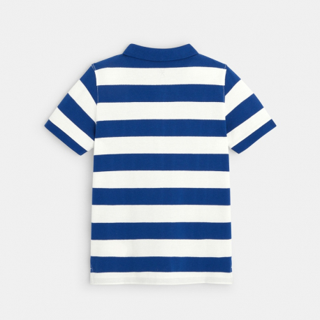 Okaidi Polo pique raye bicolore bleu garcon