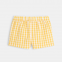 Obaibi Short tissu gaufre a carreaux jaune bebe fille