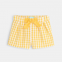 Obaibi Short tissu gaufre a carreaux jaune bebe fille