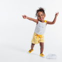 Obaibi Short tissu gaufre a carreaux jaune bebe fille