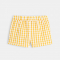 Obaibi Short tissu gaufre a carreaux jaune bebe fille