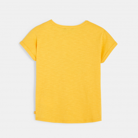 Okaidi T-shirt a motif brode jaune fille