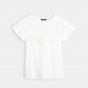 Okaidi T-shirt manches plissees motif sequin blanc fille