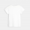 Okaidi T-shirt manches plissees motif sequin blanc fille