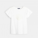 Okaidi T-shirt manches plissees motif sequin blanc fille