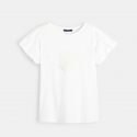 Okaidi T-shirt manches plissees motif sequin blanc fille