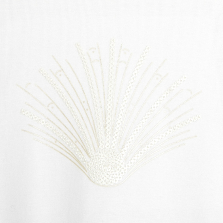 Okaidi T-shirt manches plissees motif sequin blanc fille