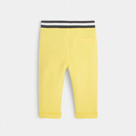 Obaibi Pantalon maille cotelee uni jaune bebe garcon