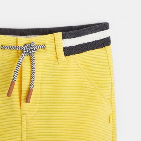 Obaibi Pantalon maille cotelee uni jaune bebe garcon