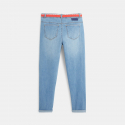 Okaidi Jean mom 5 poches et double ceinture bleu fille